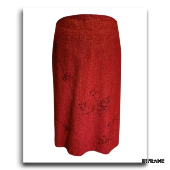 BCBGMaxAzria Wool-Blend Pencil Skirt with Stitch Embroidery - Picture 8 of 16